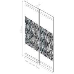 Porte de douche coulissante avec sérigraphie noire Uimi 140 x 210 cm ONDÉE Porte de douche coulissante avec sérigraphie noire Uimi 140 x 210 cm ONDÉE