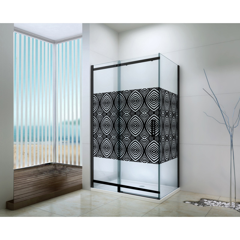 Paroi de retour fixe avec sérigraphie noire Uimi 80 x 210 cm ONDÉE Paroi de retour fixe avec sérigraphie noire Uimi 80 x 210 cm ONDÉE