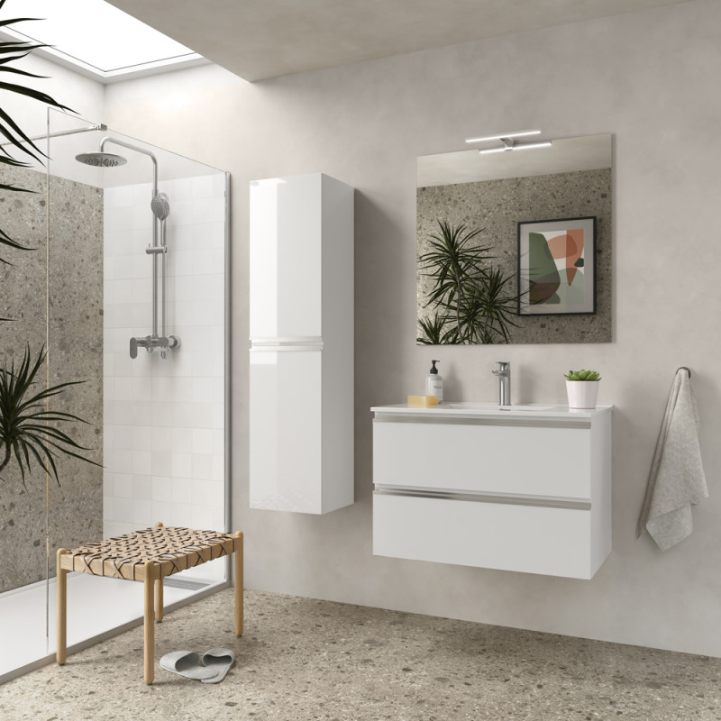 Ensemble De Salle De Bain En Porcelaine Blanche - Imprimé Chiens, Neuf