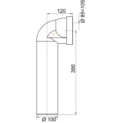 Pipe WC coudée mâle longue Ø 100 mm – Vidage Facile
