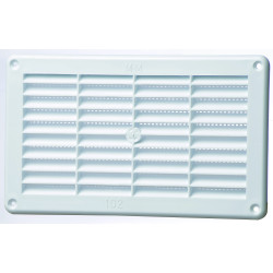 Grille en PVC avec moustiquaire rectangulaire blanche 251 x 129 mm