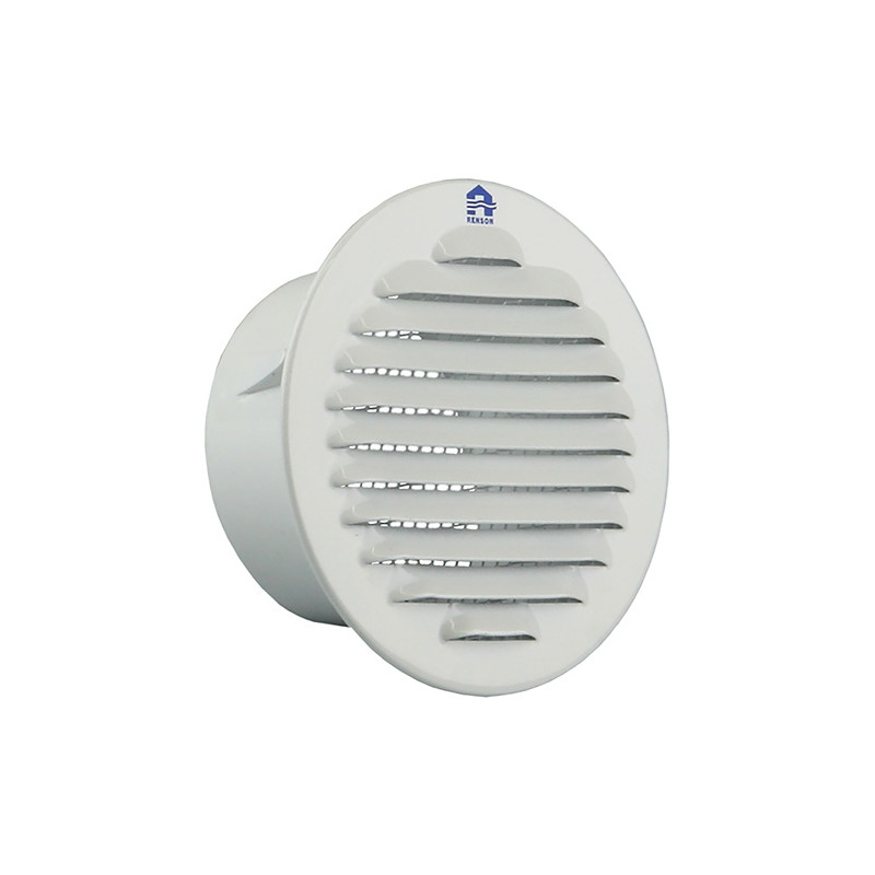 Grille ventilation ronde PVC blanc avec ressorts + moustiquaire