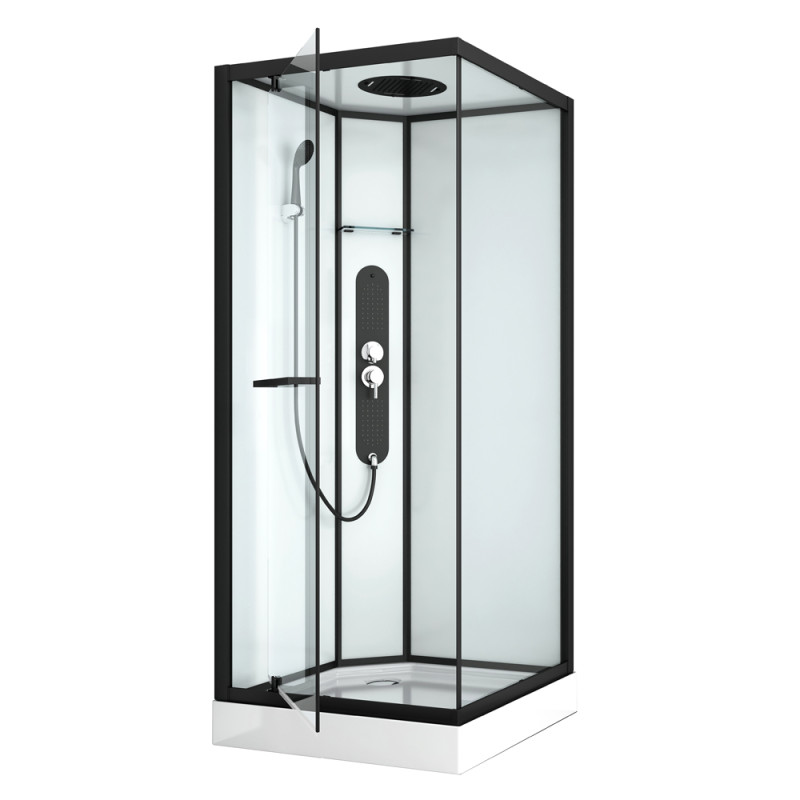 Cabine de douche noire La Paz carrée 90 x 90 x 225 cm ALLIBERT