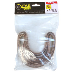 Set de bandes abrasives 533 x 30 mm 6 pièces FAR TOOLS Set de bandes abrasives 533 x 30 mm 6 pièces FAR TOOLS