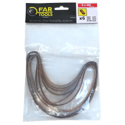 Set de bandes abrasives 533 x 9 mm 6 pièces FAR TOOLS Set de bandes abrasives 533 x 9 mm 6 pièces FAR TOOLS