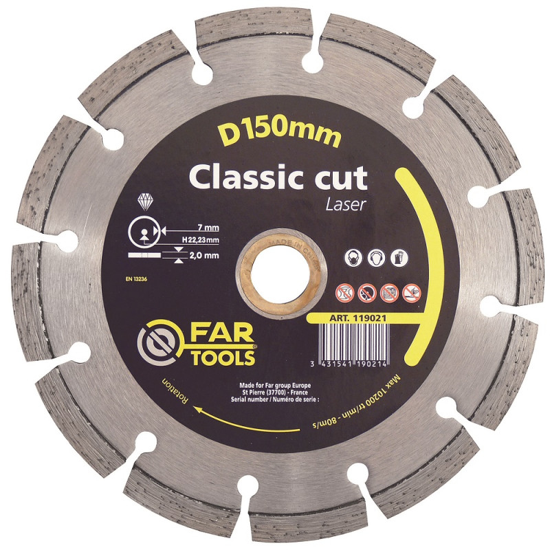 Disque diamant segmenté Classic Cut Laser Ø 150 mm FAR TOOLS