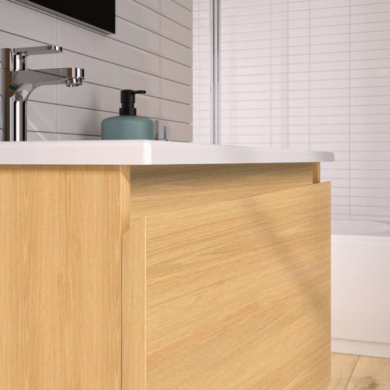 Ensemble de salle de bain Single chêne atlas 80 cm ALLIBERT