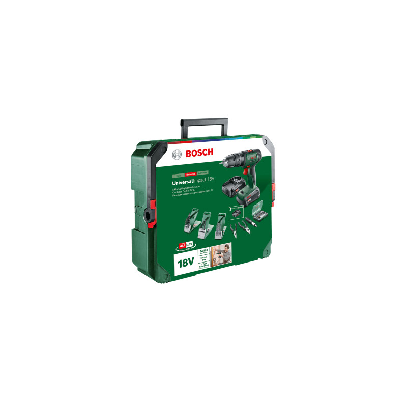 Perceuse-visseuse à percussion sur batterie Universal Impact avec accessoires 18 V BOSCH