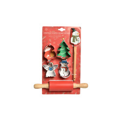 Set de 6 emporte-pièces avec rouleau et spatule en silicone