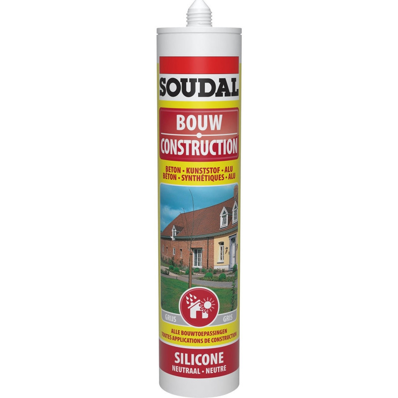 Silicone Construction neutre gris 0,3 L SOUDAL