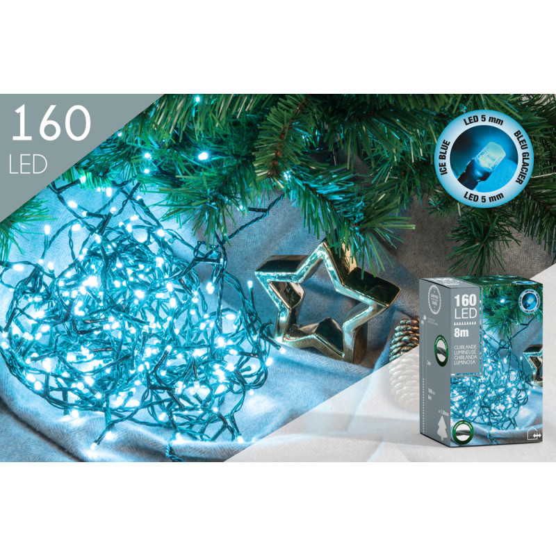 Guirlande LED Extérieure Bleue Glacier 160 Lumières – Ambiance Magique