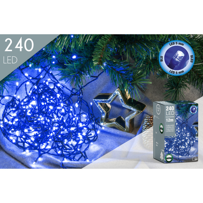 Guirlande extérieure LED bleue 12m – Éclairage festif