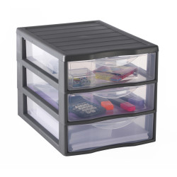 Tour de rangement Orgamix 3 tiroirs argent 18 L SUNDIS