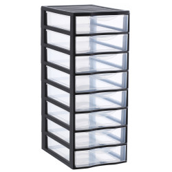 Tour de rangement Orgamix 8 tiroirs noir SUNDIS