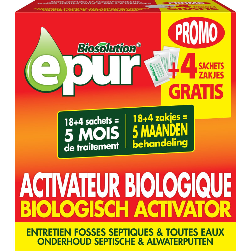 Activateur biologique pour fosse septique 18 doses + 4 gratuits EPUR