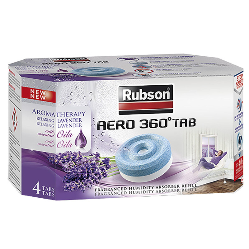 Recharge pour absorbeur d'humidité AERO 360° parfum lavande 4 pièces RUBSON