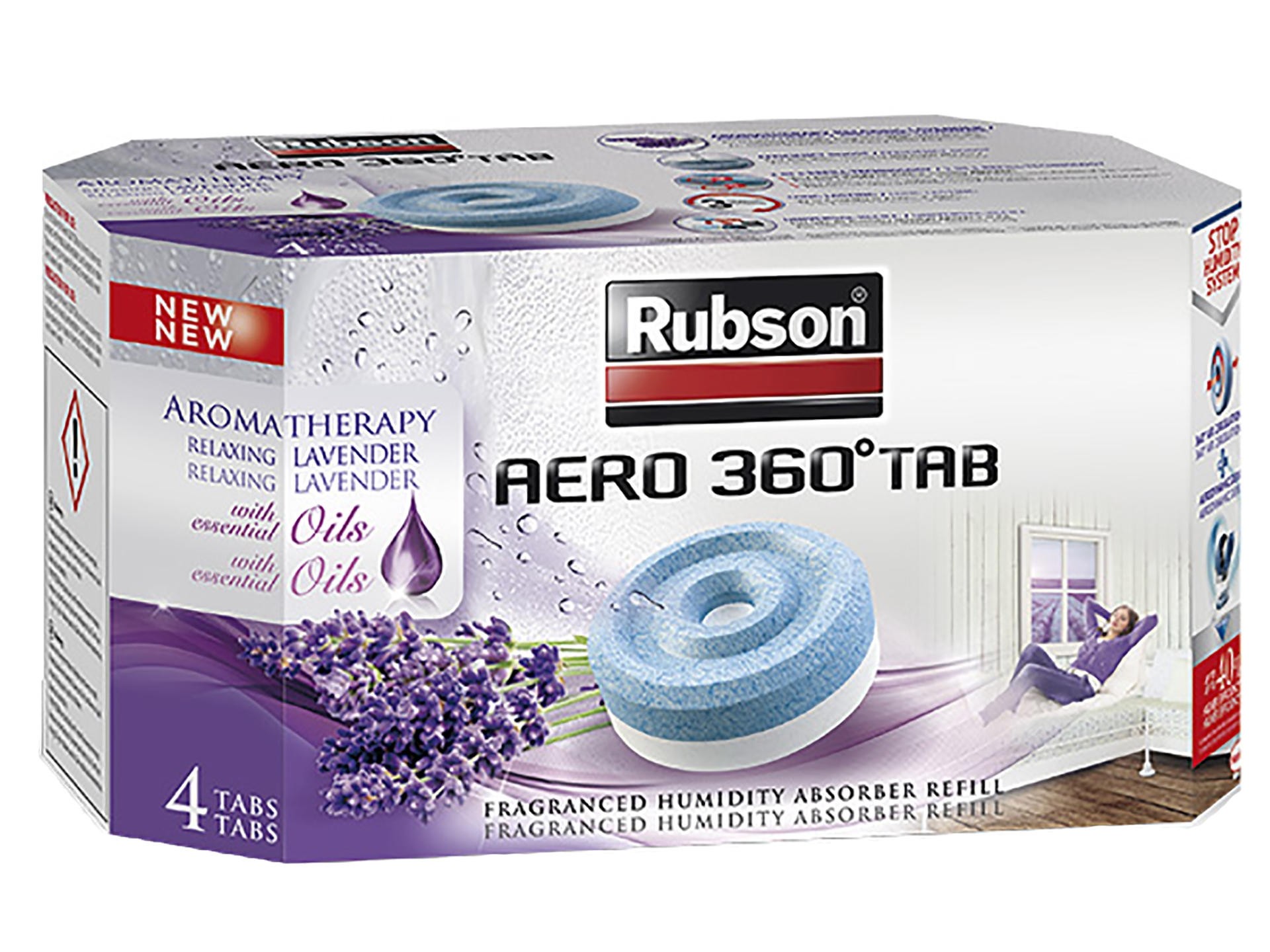 Recharge pour absorbeur d'humidité AERO 360° parfum lavande 4 pièces RUBSON