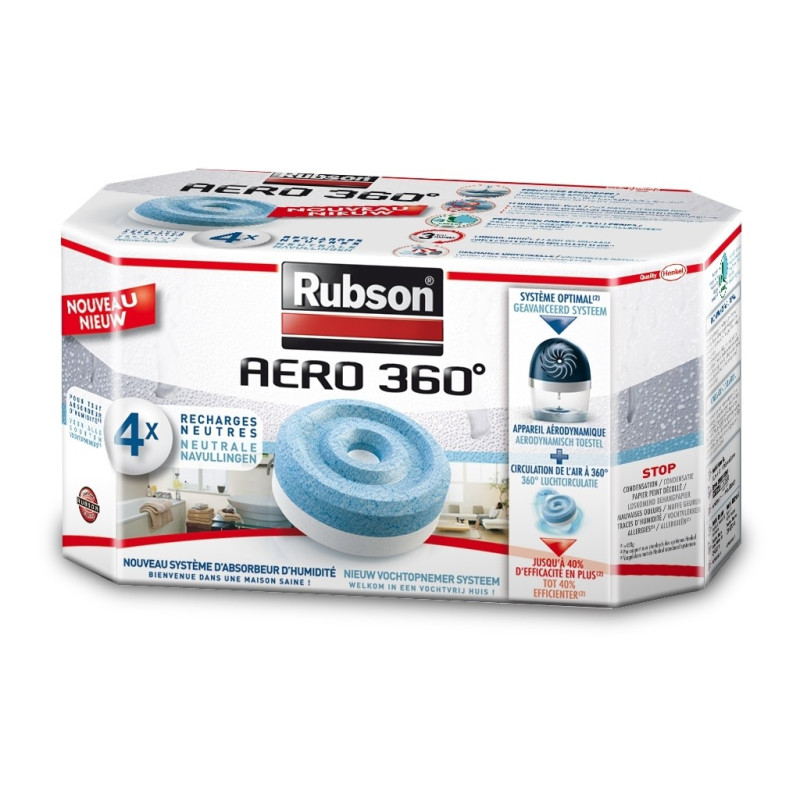 Recharge pour absorbeur d'humidité AERO 360° parfum neutre 4 pièces RUBSON