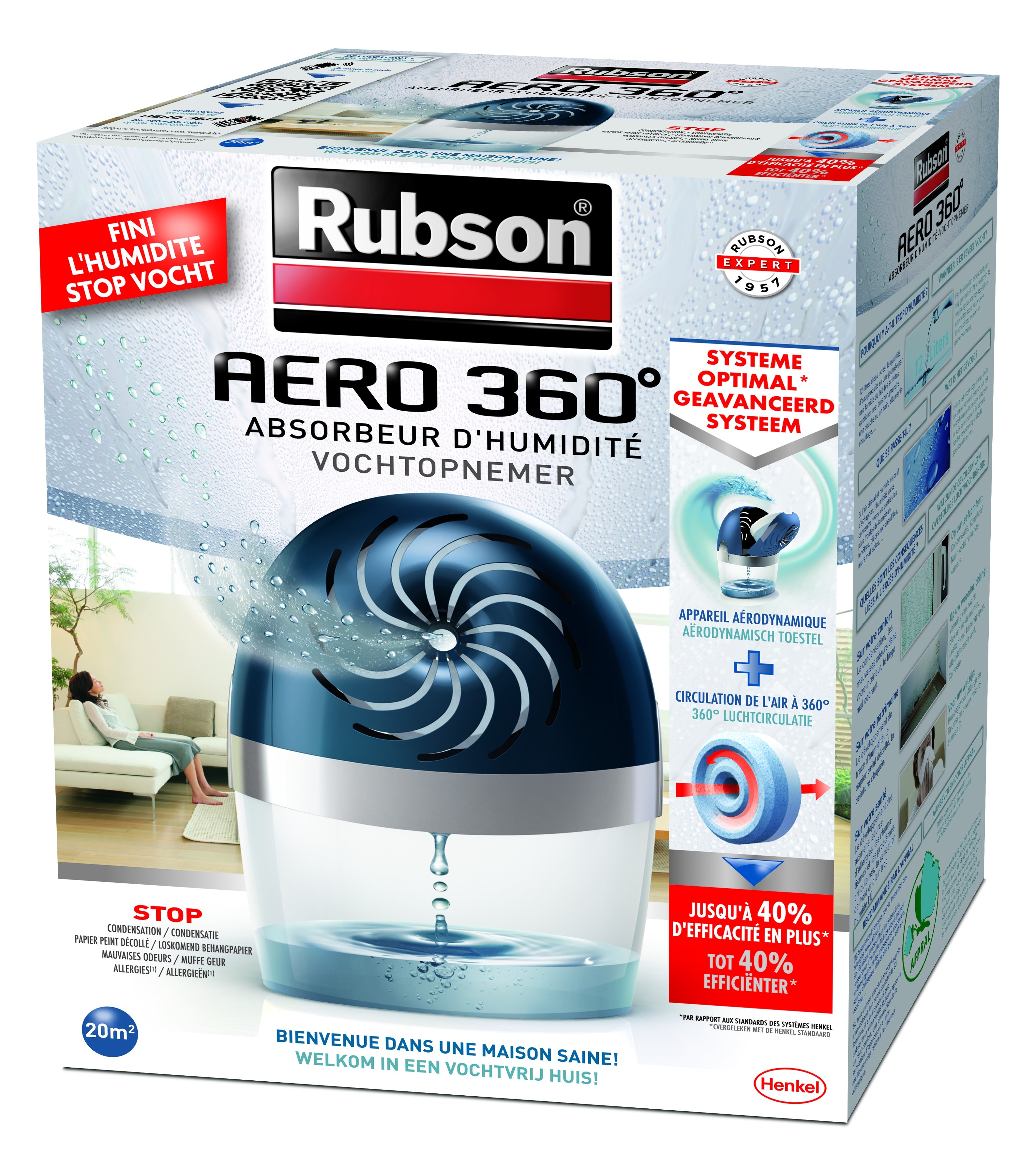 Absorbeur d'humidité Aero 360° 20 m² RUBSON