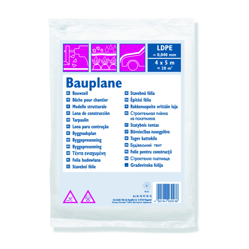 Bâche de protection LDPE transparente 4 x 5 m