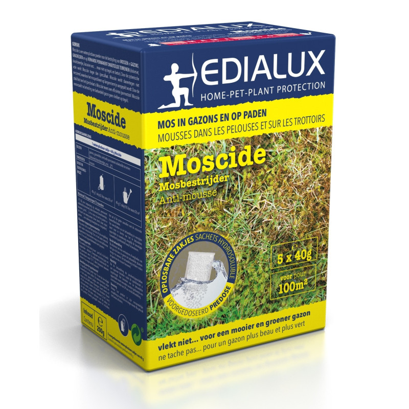 Anti-mousse Moscide pour pelouse et trottoir 5 x 40 g (100 m²) EDIALUX