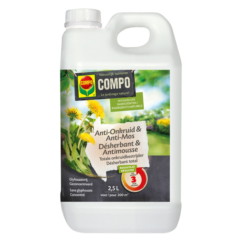 Désherbant total et anti-mousse naturel concentré 2,5 L COMPO