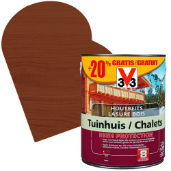 Lasure Chalets High Protection chêne foncé satinée 2,5 + 0,5 L gratuit V33