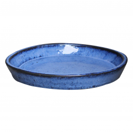 Soucoupe en céramique pour pot rond bleue Ø 24 x 4 cm