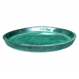 Soucoupe en céramique pour pot rond bleu océan Ø 32 x 5 cm