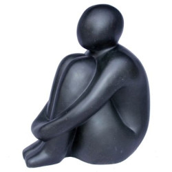 Statue Philosophe Terrazzo Noir – Déco Élégante Jardin | POTTERIE