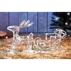 Traineau Renne LED Blanc Froid – Déco Noël Magique