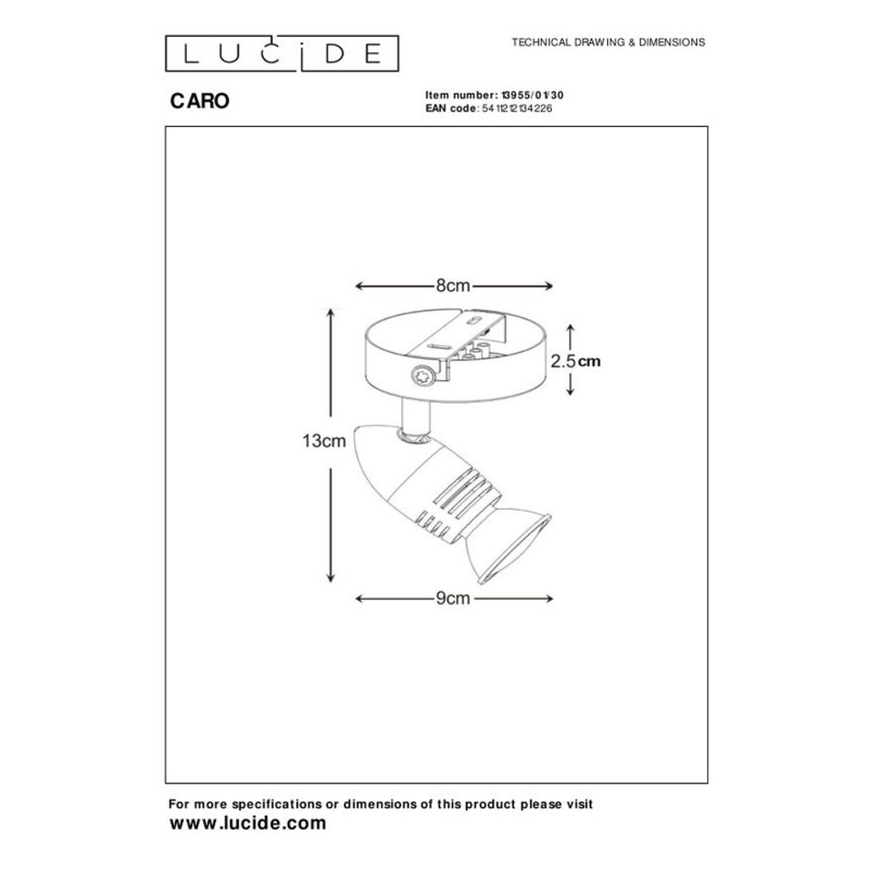 Spot Caro noir GU10 5 W LUCIDE