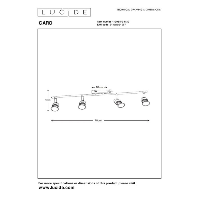 Spot Caro noir GU10 4 x 5 W LUCIDE Spot Caro noir GU10 4 x 5 W LUCIDE