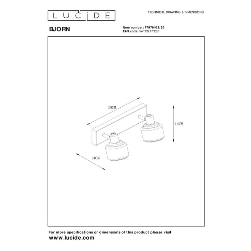 Spot Bjorn noir E14 2 x 40 W LUCIDE Spot Bjorn noir E14 2 x 40 W LUCIDE