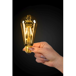 Ampoule à filament ambrée LED E27 blanc chaud 600 lm Ø 6,4 cm 5 W LUCIDE Ampoule à filament ambrée LED E27 blanc chaud 600 lm Ø 6,4 cm 5 W LUCIDE