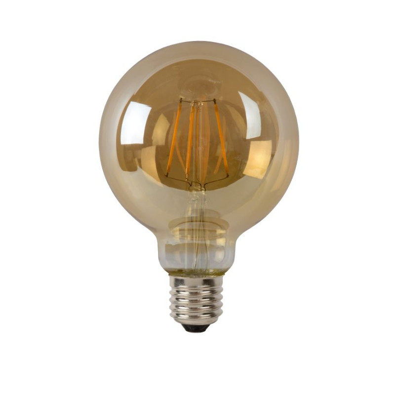 Ampoule à filament ambrée LED E27 blanc chaud 600 lm Ø 9,5 cm 5 W LUCIDE