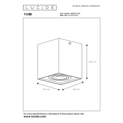 Spot Tube noir carré GU10 50 W LUCIDE Spot Tube noir carré GU10 50 W LUCIDE
