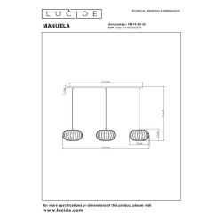 Suspension Manuela noir E27 3 x 40 W LUCIDE Suspension Manuela noir E27 3 x 40 W LUCIDE