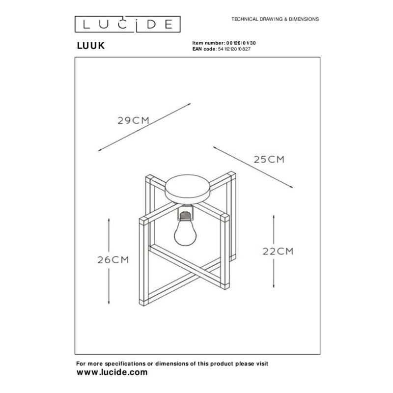 Plafonnier Luuk noir E27 40 W LUCIDE Plafonnier Luuk noir E27 40 W LUCIDE
