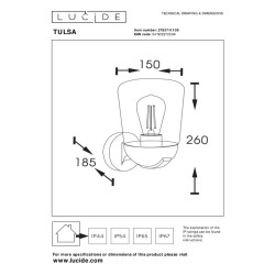 Applique murale extérieure Tulsa noire E27 40 W LUCIDE Applique murale extérieure Tulsa noire E27 40 W LUCIDE