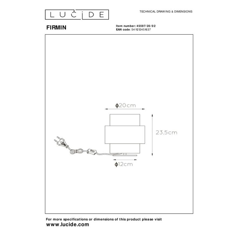 Lampe à poser Firmin or E27 40 W LUCIDE Lampe à poser Firmin or E27 40 W LUCIDE