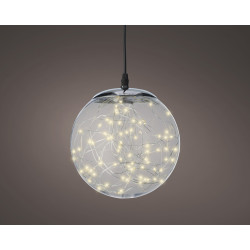 Boule de Noël Argentée LED Ø 30cm – Éclairage Festif | LUMINEO