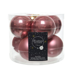 Boules de Noël Verre Vieux Rose Ø 7cm – Lot de 8 | DECORIS

