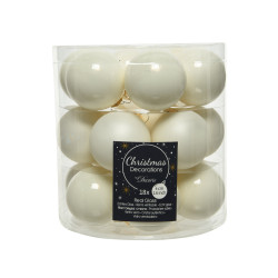 Boule de Noël Verre Blanc Laine Ø 4cm 18 Pcs – Déco Festive

