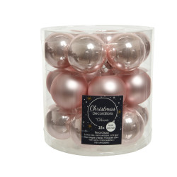 Boules de Noël Rose Poudré Ø 4cm – Lot de 18 | DECORIS

