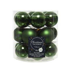 Boules de Noël Vert Pin Ø 4cm – Lot de 18 | DECORIS