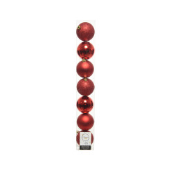 Boule de Noël Rouge Incassable 8cm – Lot de 7 pièces | DECORIS