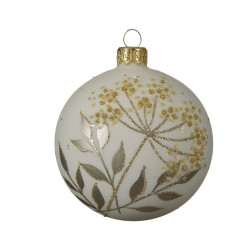 Boule de Noël Verre Feuilles Laine Ø 8cm – Déco Festive | DECORIS

