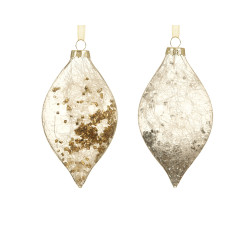 Boule de Noël Verre Allongée 7x14cm – Lot de 2 | DECORIS