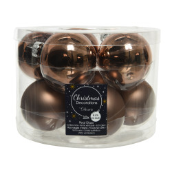 Boule de Noël Verre Brun Noix Ø 6cm – Lot de 10 | DECORIS

